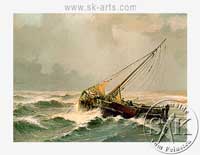 Altes Fischerboot in der Brandung