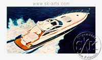 Auftragsmalerei Motoryacht, Schiff